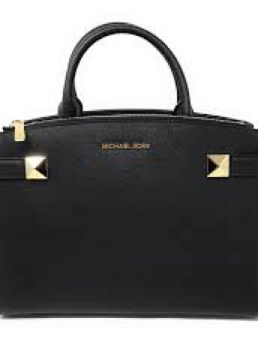Michael Kors Black Leather Satchel with Gold Accents